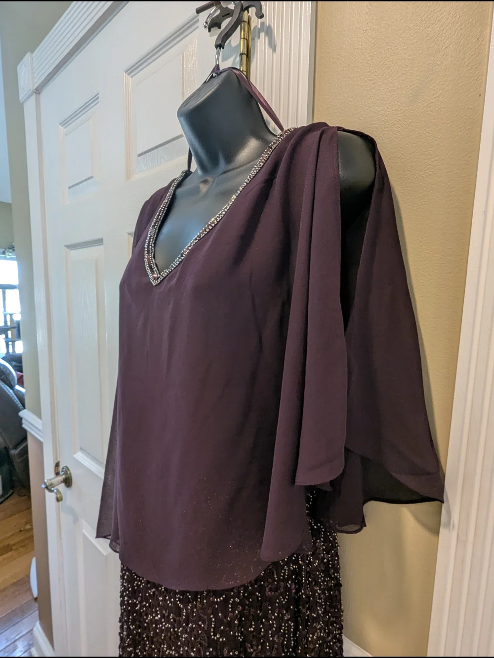 J Kara Plum Embellished Midi Dress - Picture 4 of 5